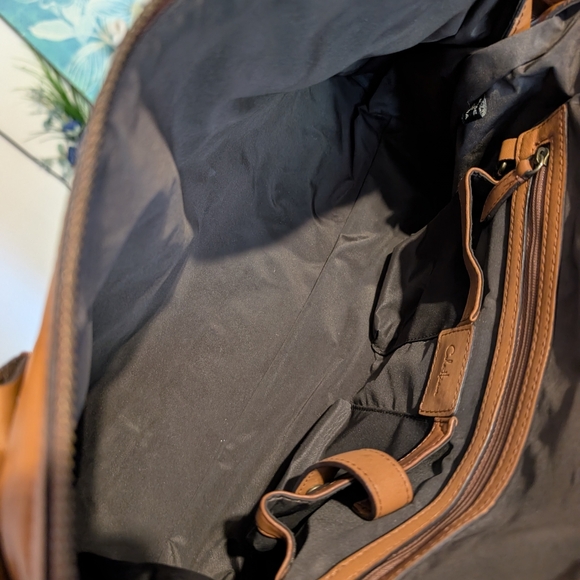 cole Haan Brown Leather Handbag with Scarf Accent - Picture 9 of 16